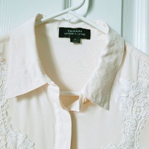 Tahari Cream Dress Shirt Women